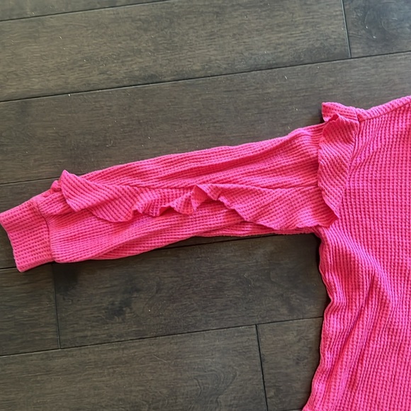 PILCRO Anthropologie ruffle detail waffle knit top - Picture 3 of 5